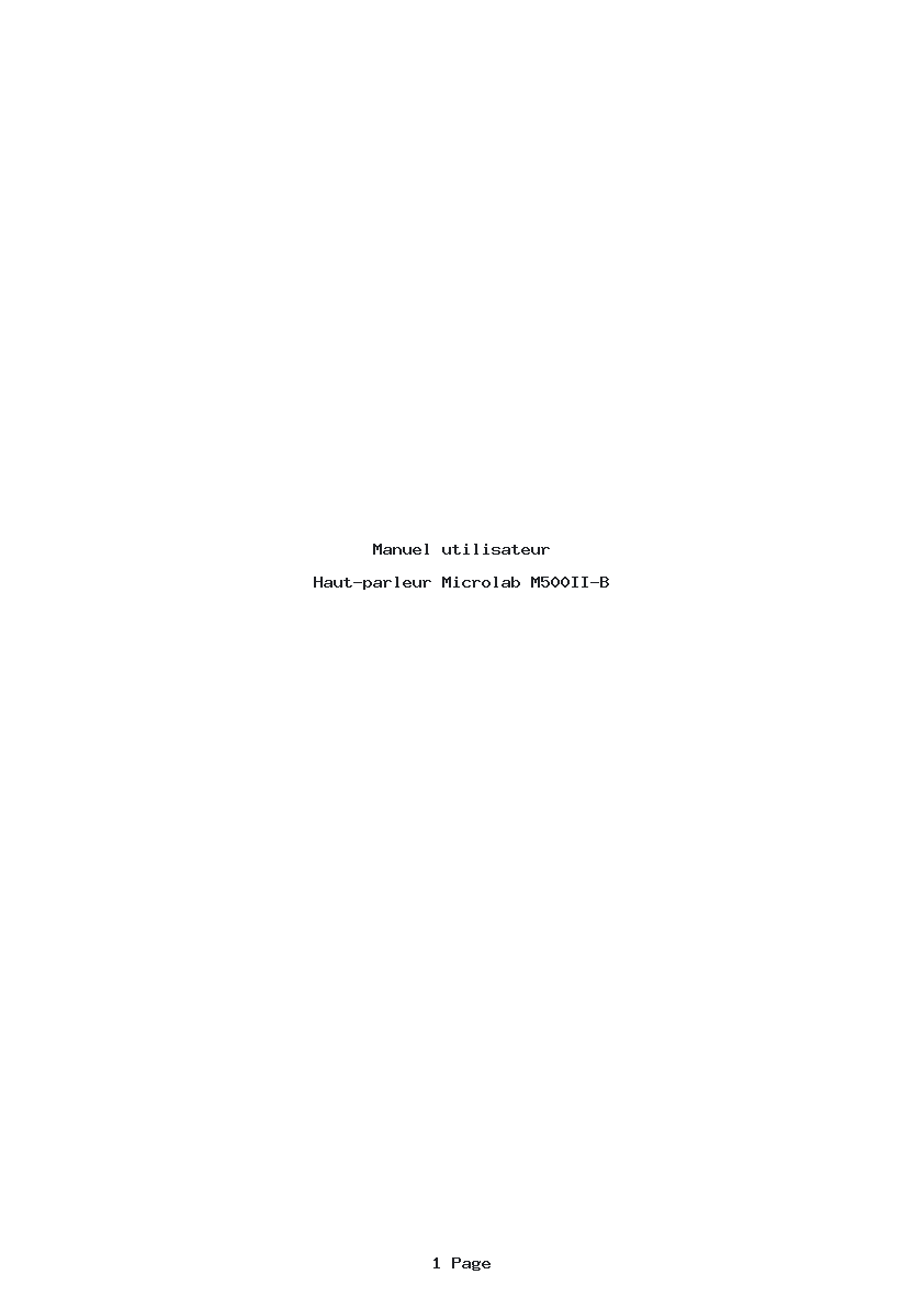 Page 1 de la notice Manuel utilisateur Microlab M500II-B