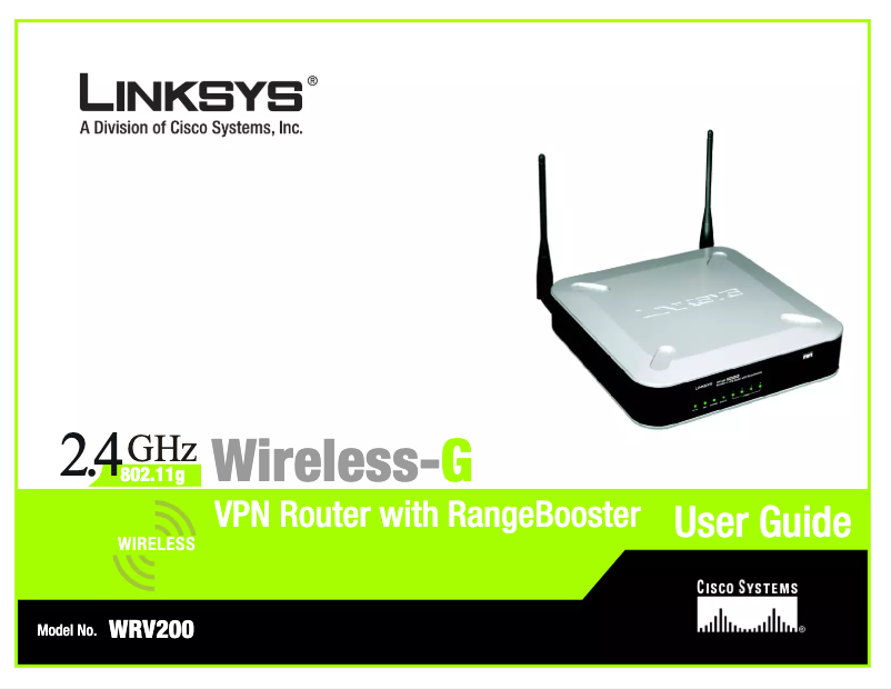 Page 1 de la notice Manuel utilisateur Linksys WRV200