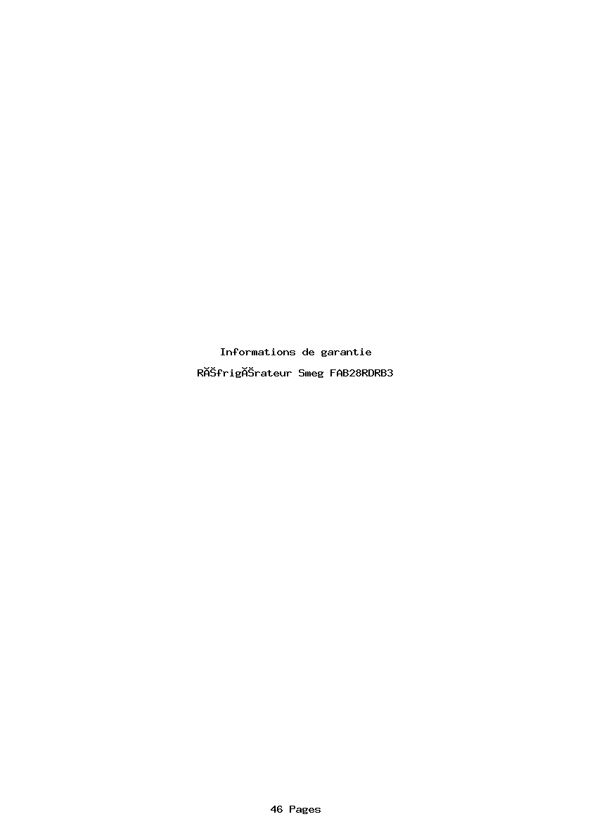 Page 1 de la notice Informations de garantie Smeg FAB28RDRB3