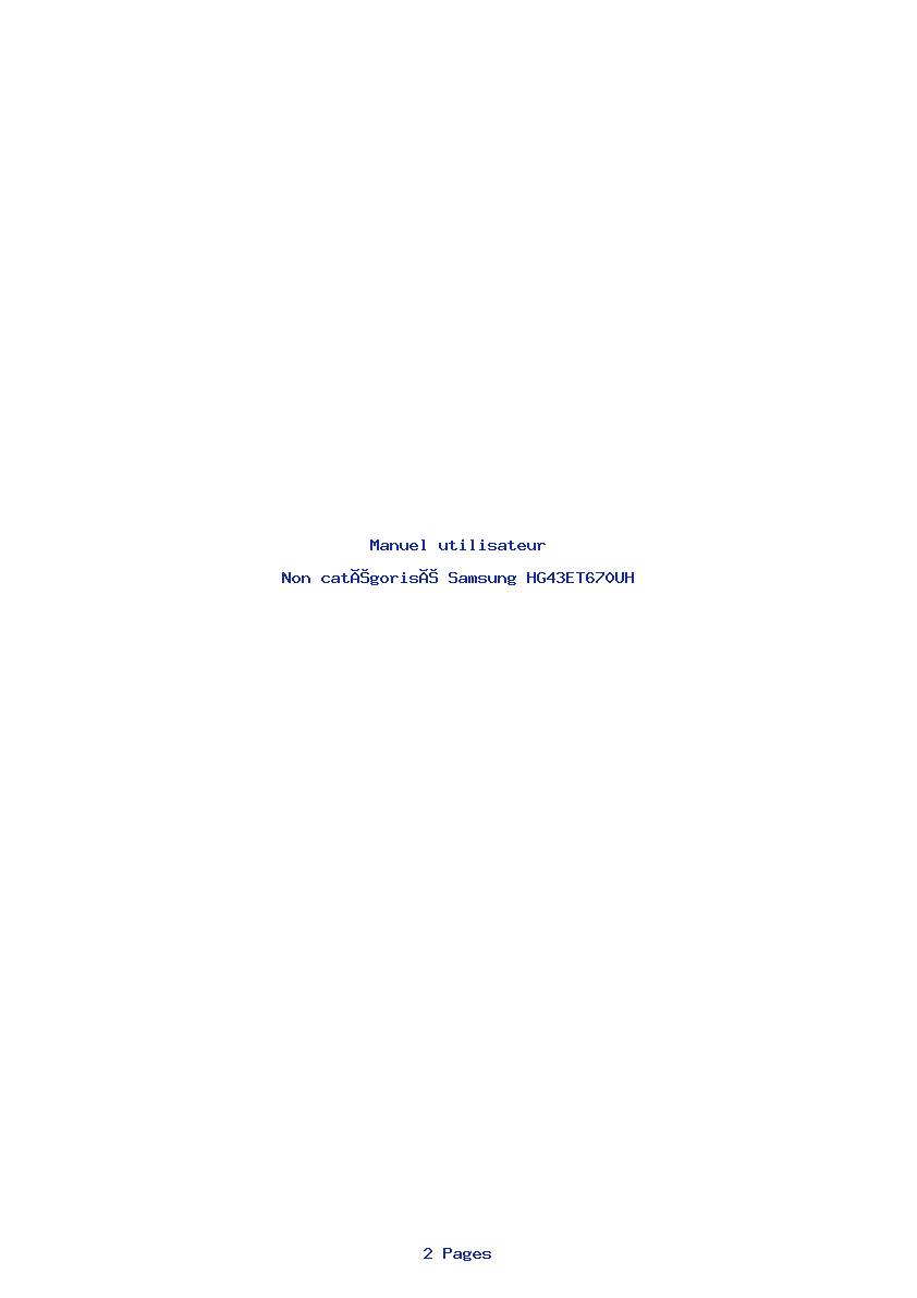 Page 1 de la notice Manuel utilisateur Samsung HG43ET670UH