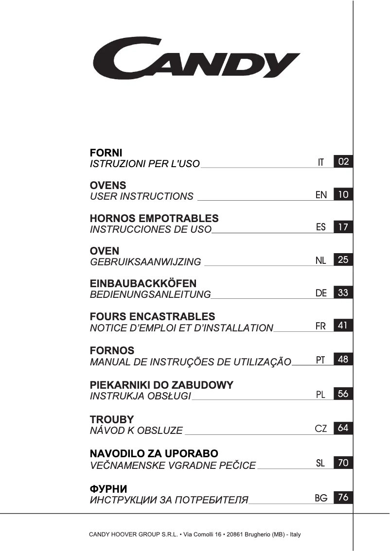 Page 1 of the manual User Manual Candy FCP612NXL/E1