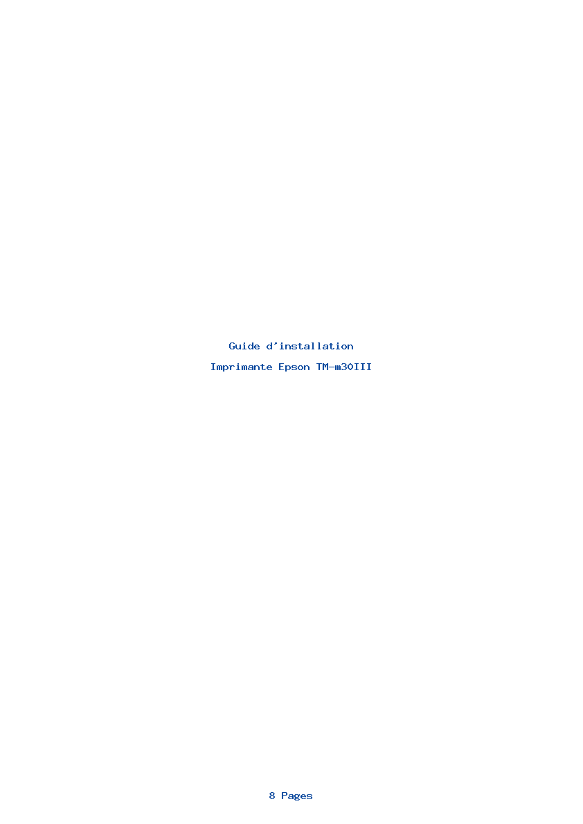 Page 1 de la notice Guide d'installation Epson TM-m30III