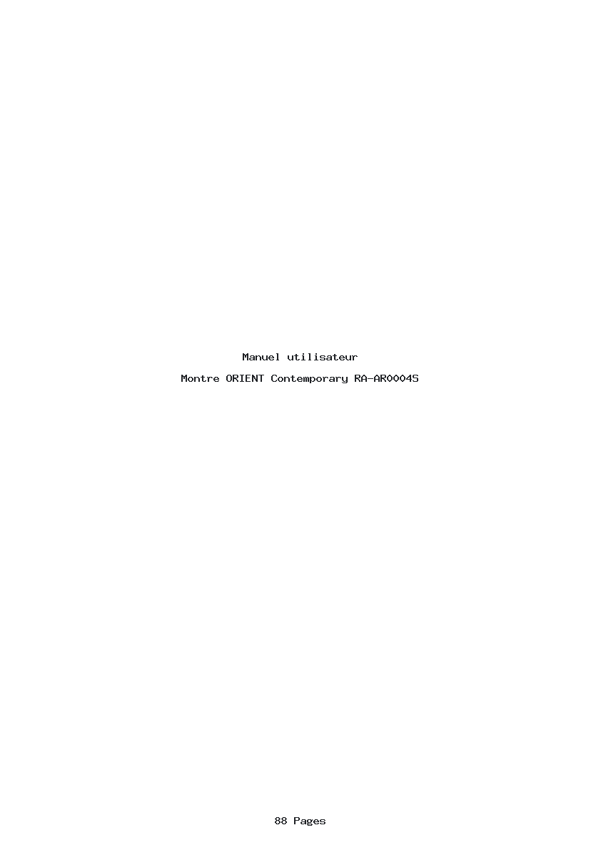 Page 1 de la notice Manuel utilisateur ORIENT Contemporary RA-AR0004S