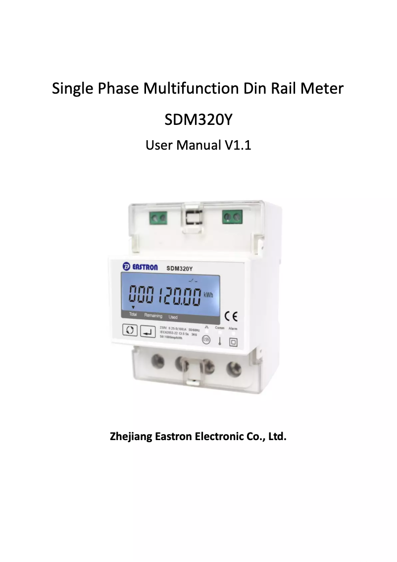 Page 1 of the manual User Manual Eastron SDM320Y