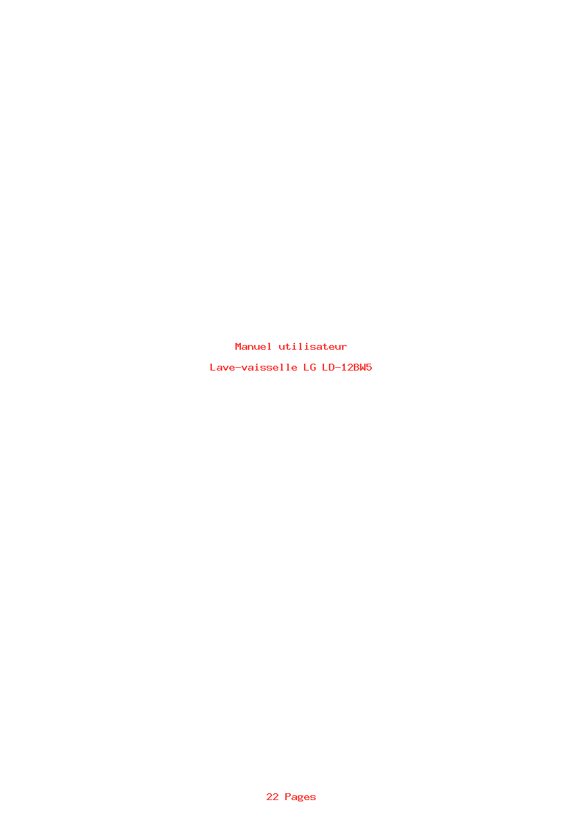 Page 1 de la notice Manuel utilisateur LG LD-12BW5