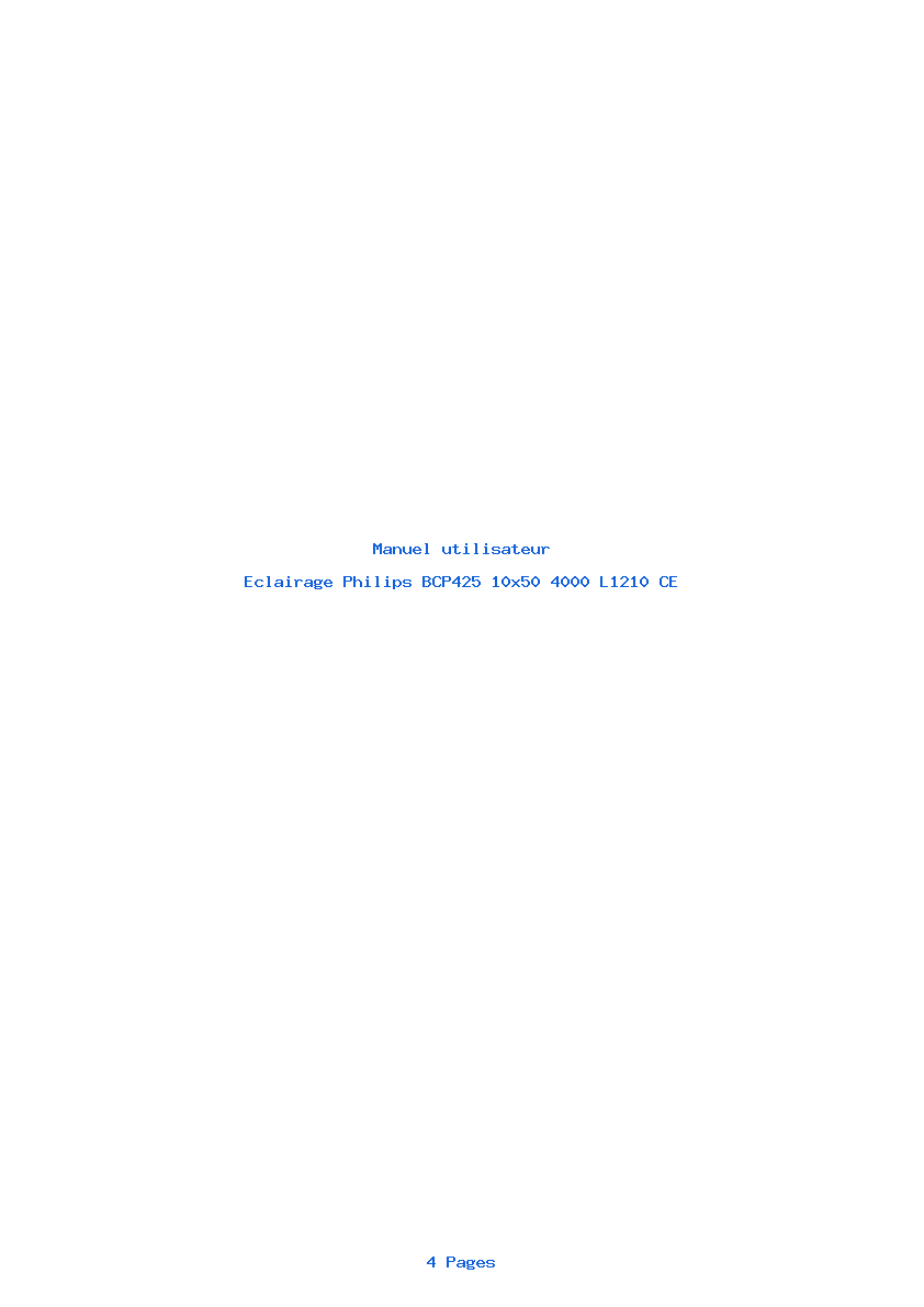 Page 1 de la notice Manuel utilisateur Philips BCP425 10x50 4000 L1210 CE