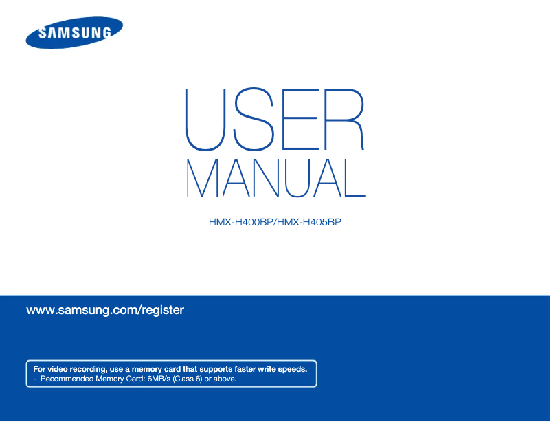Page 1 de la notice Manuel utilisateur Samsung HMX-H405