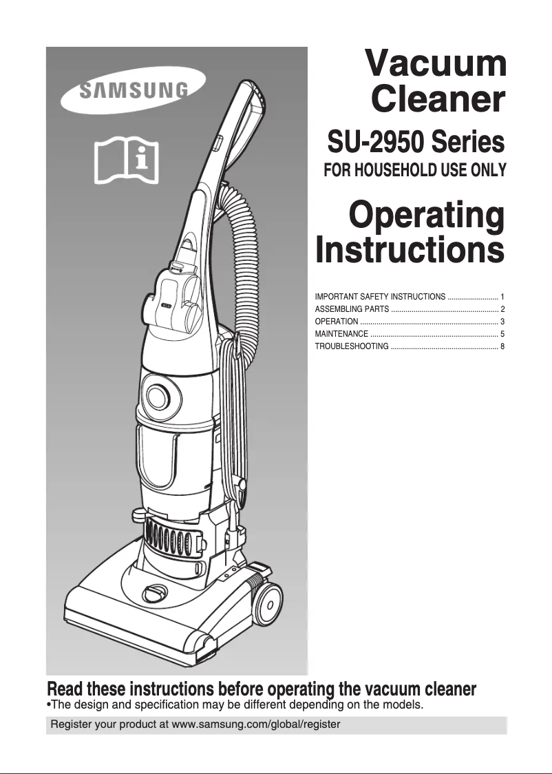 Page 1 de la notice Manuel utilisateur Samsung SU2955