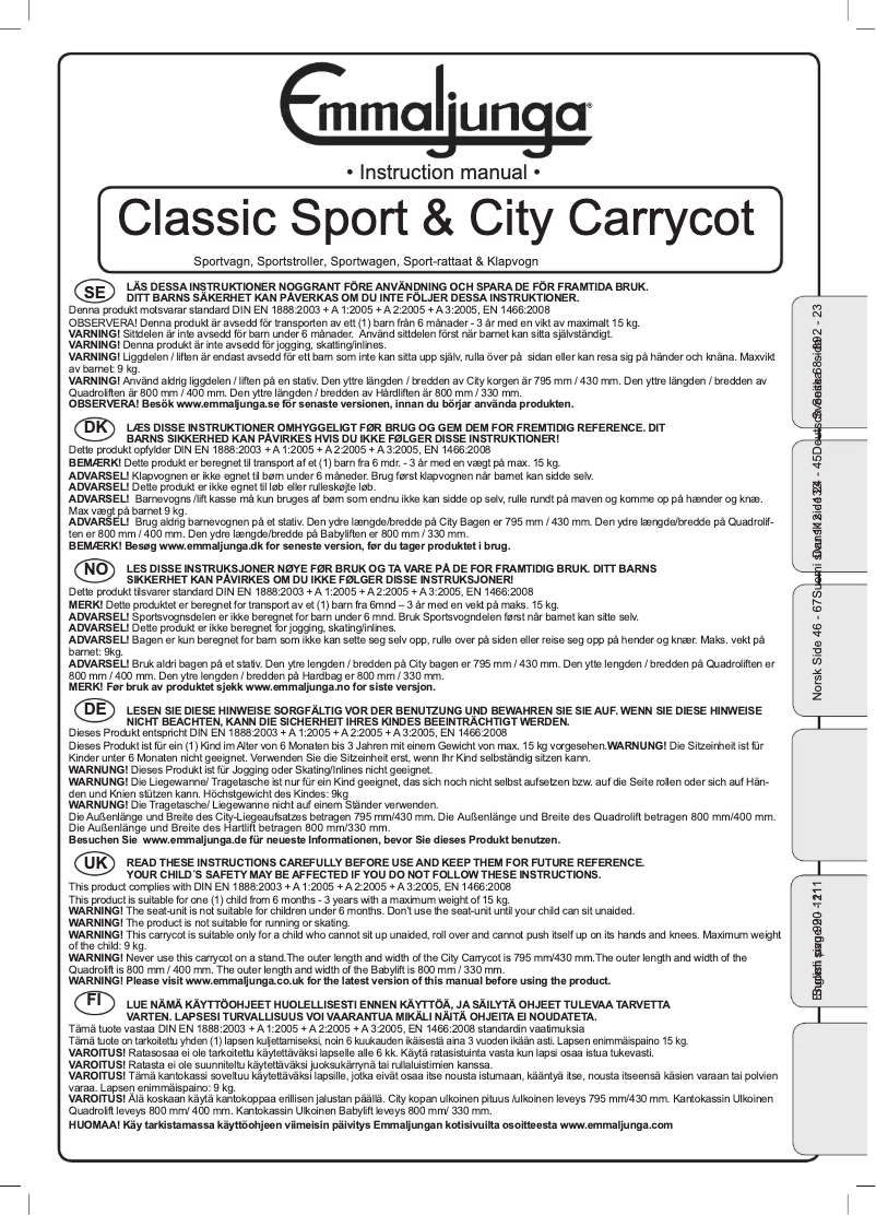 Image de la première page du manuel de l'appareil Classic Sport
