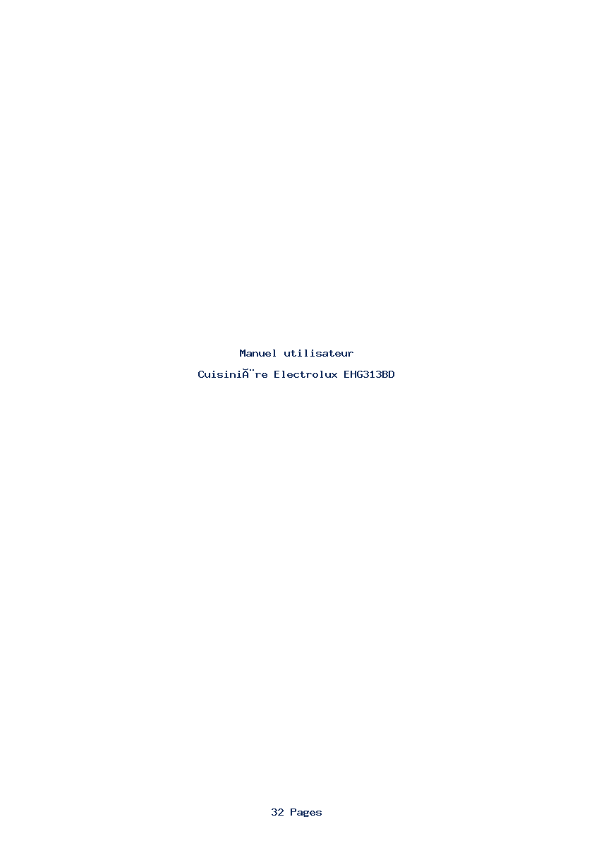 Page 1 de la notice Manuel utilisateur Electrolux EHG313BD