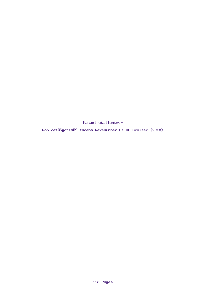 Page 1 de la notice Manuel utilisateur Yamaha WaveRunner FX HO Cruiser (2018)