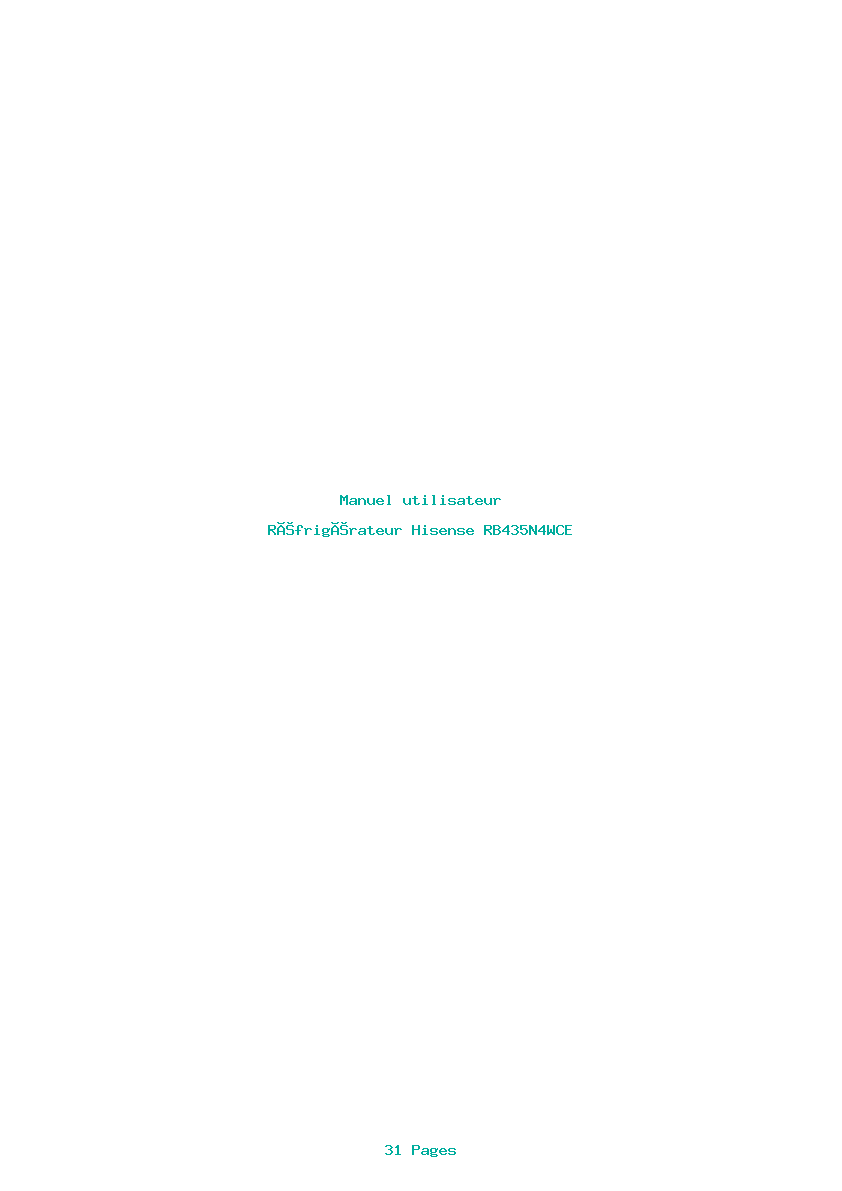 Page 1 de la notice Manuel utilisateur Hisense RB435N4WCE