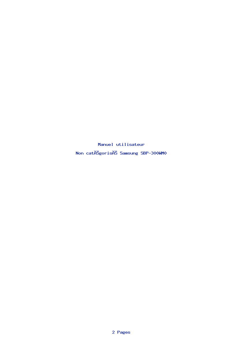 Page 1 de la notice Manuel utilisateur Samsung SBP-300WM0
