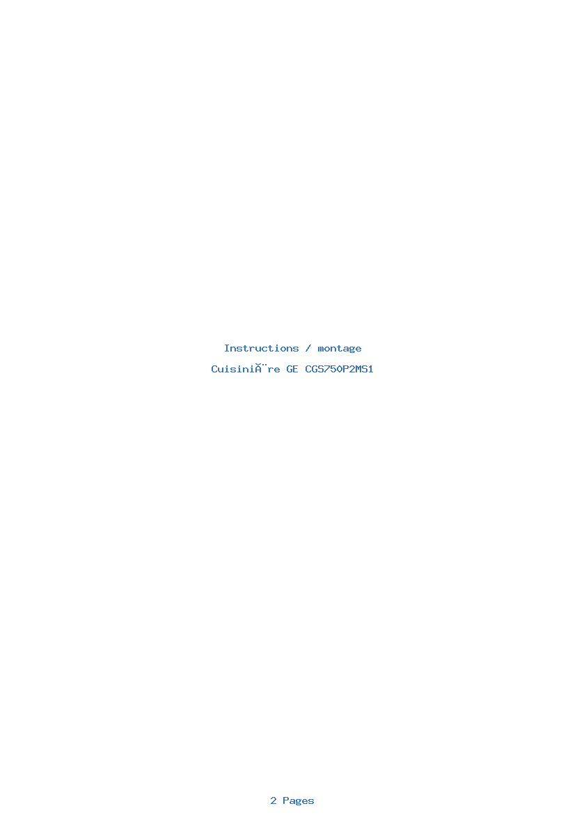 Image de la première page du manuel de l'appareil CGS750P2MS1