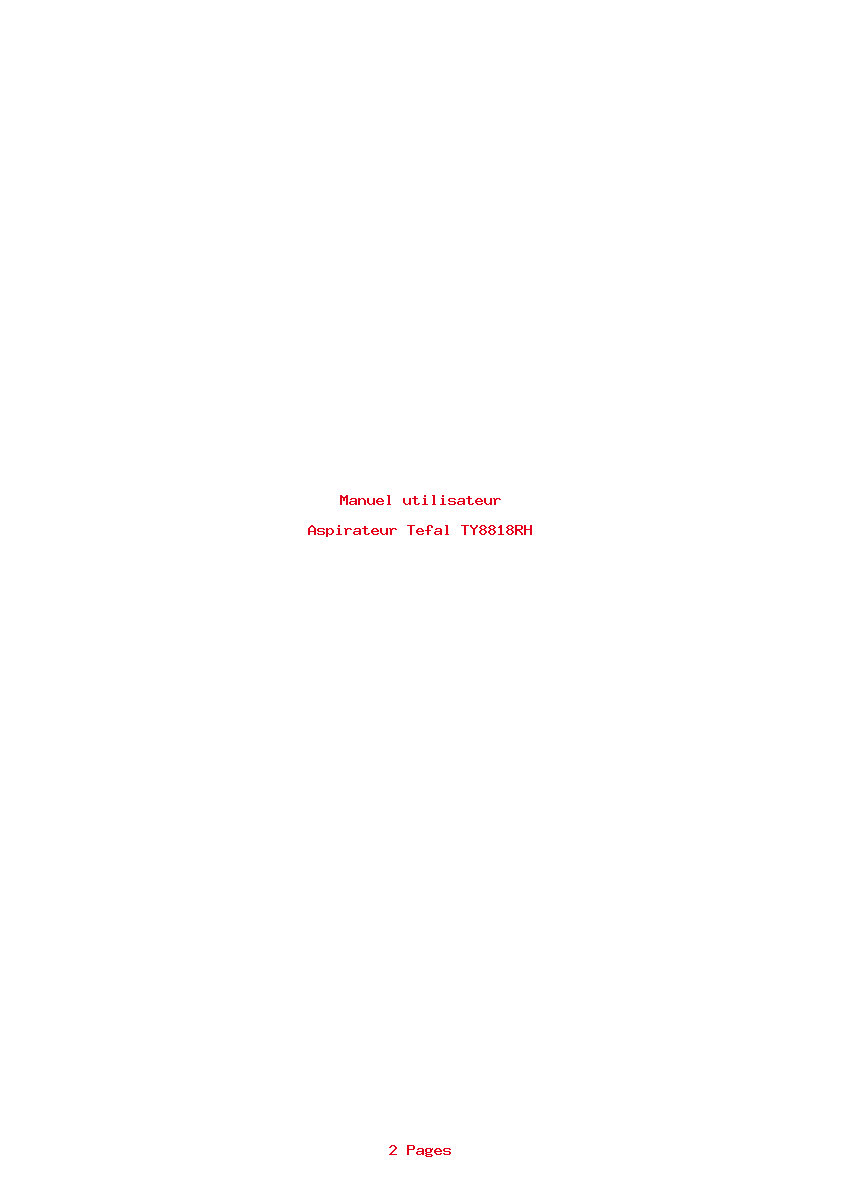 Page 1 de la notice Manuel utilisateur Tefal TY8818RH