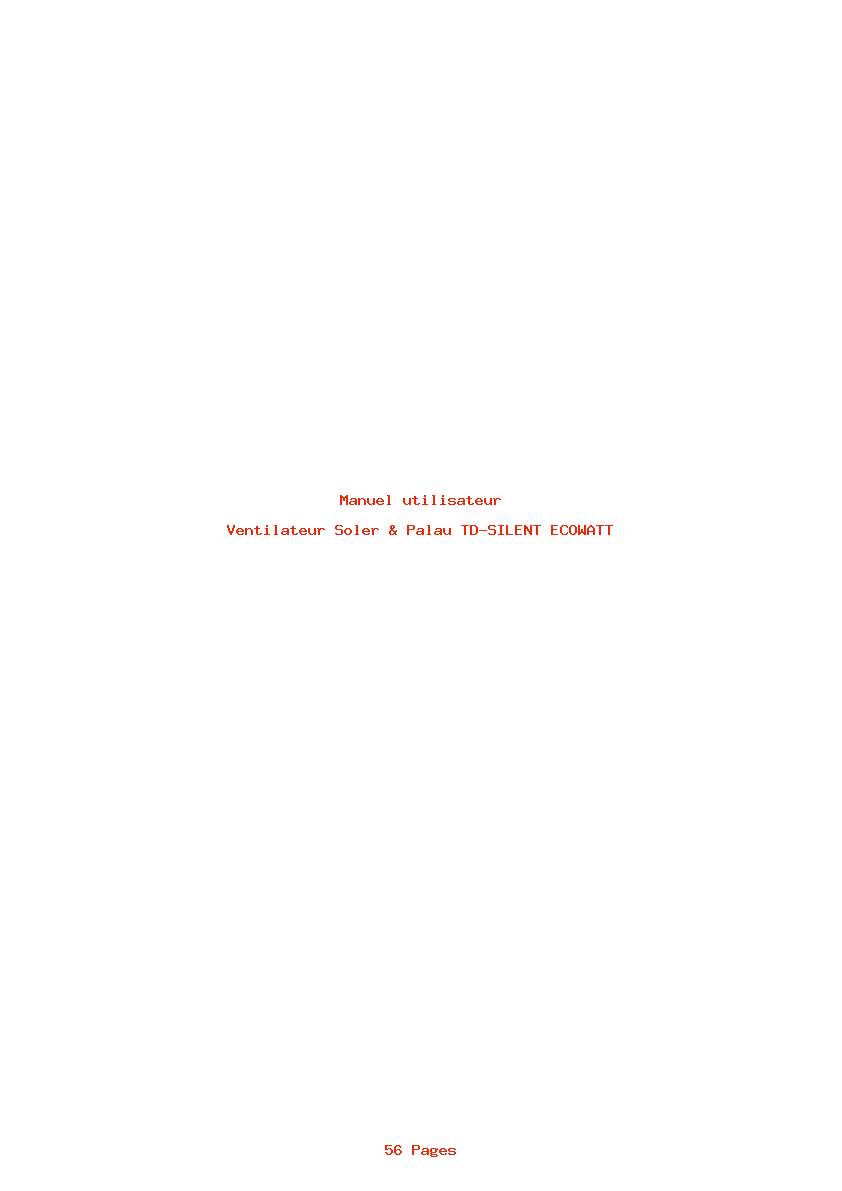 Page 1 de la notice Manuel utilisateur Soler & Palau TD-SILENT ECOWATT