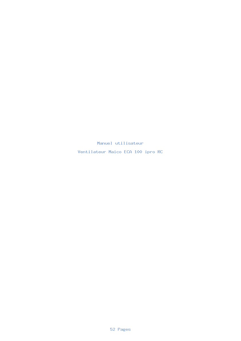 Page 1 de la notice Manuel utilisateur Maico ECA 100 ipro RC