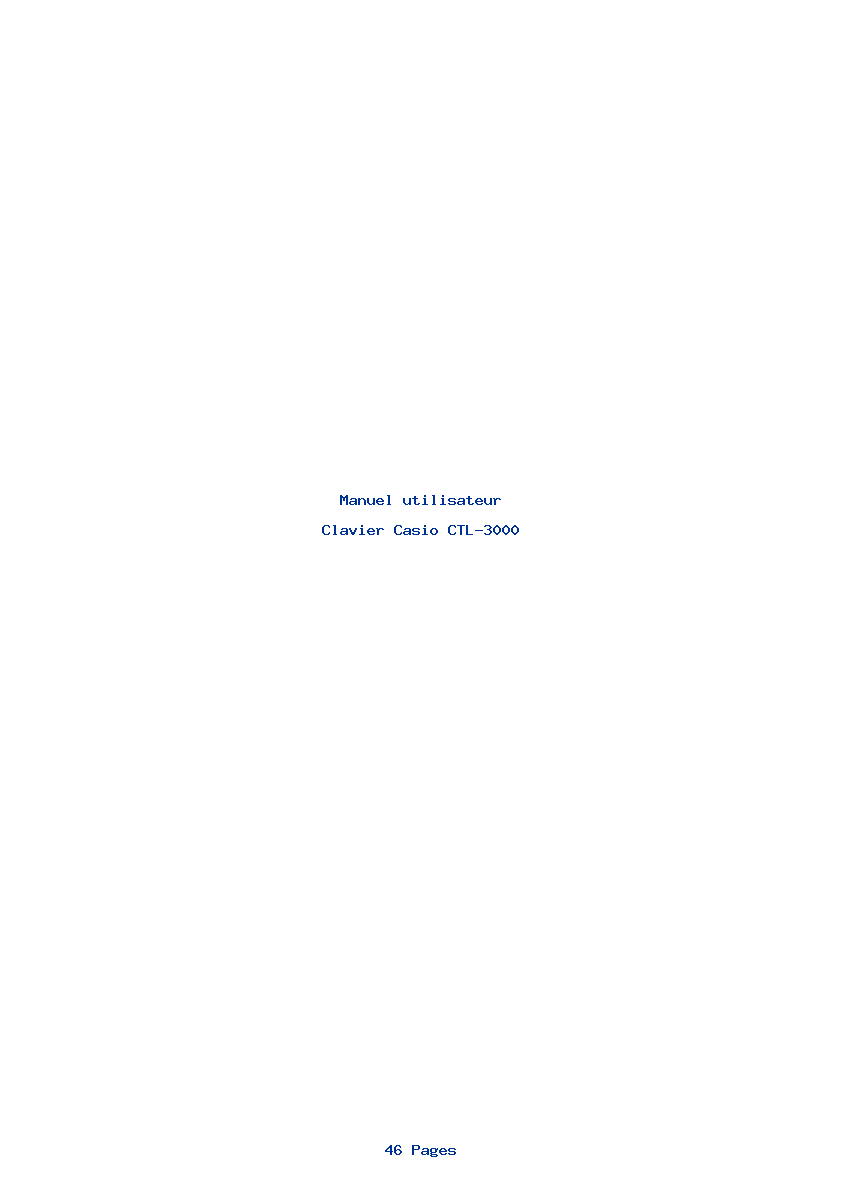 Page 1 de la notice Manuel utilisateur Casio CTL-3000