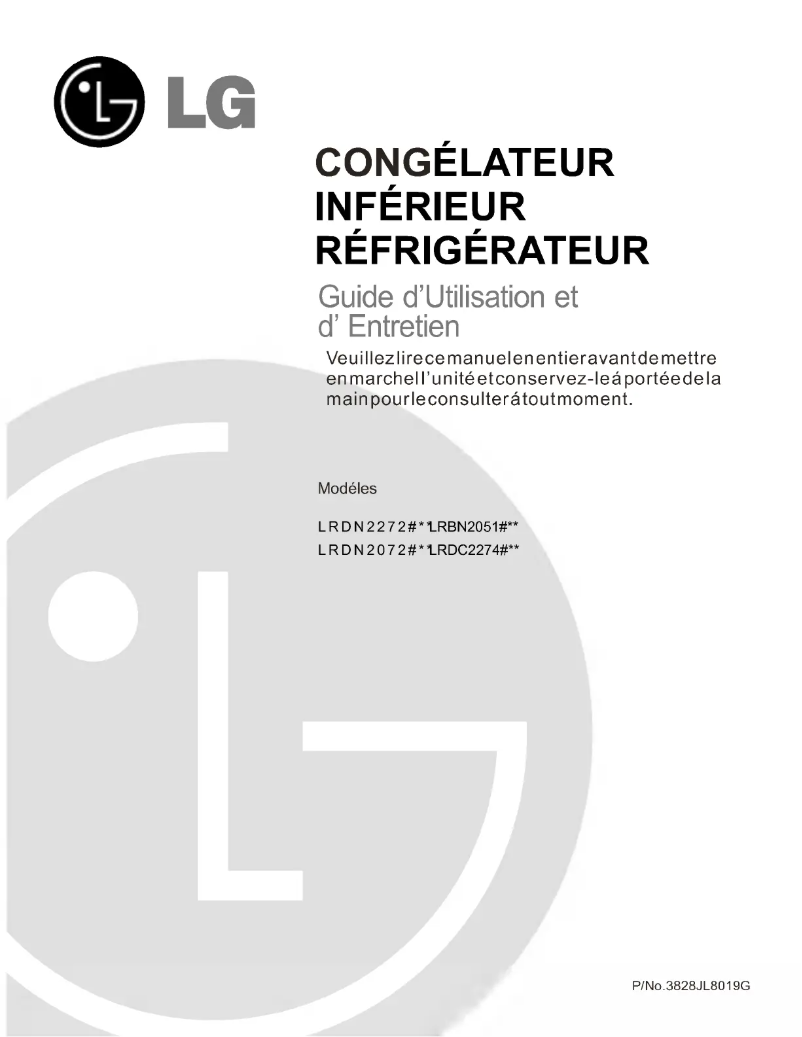 Page 1 de la notice Manuel utilisateur LG LRDC22744SW