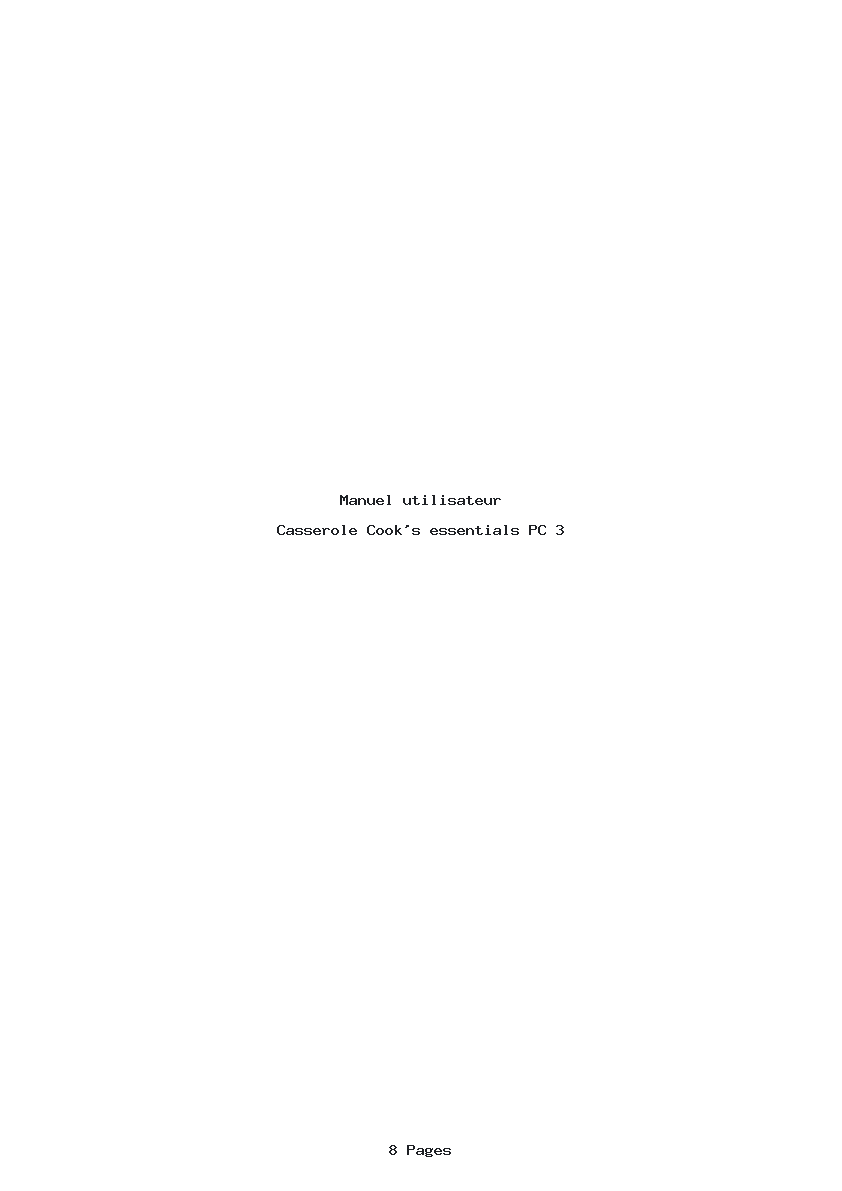 Page 1 de la notice Manuel utilisateur Cook's essentials PC 3