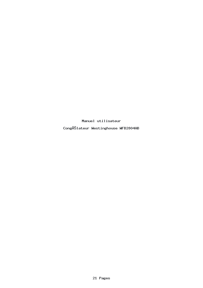 Page 1 de la notice Manuel utilisateur Westinghouse WFB2804AB