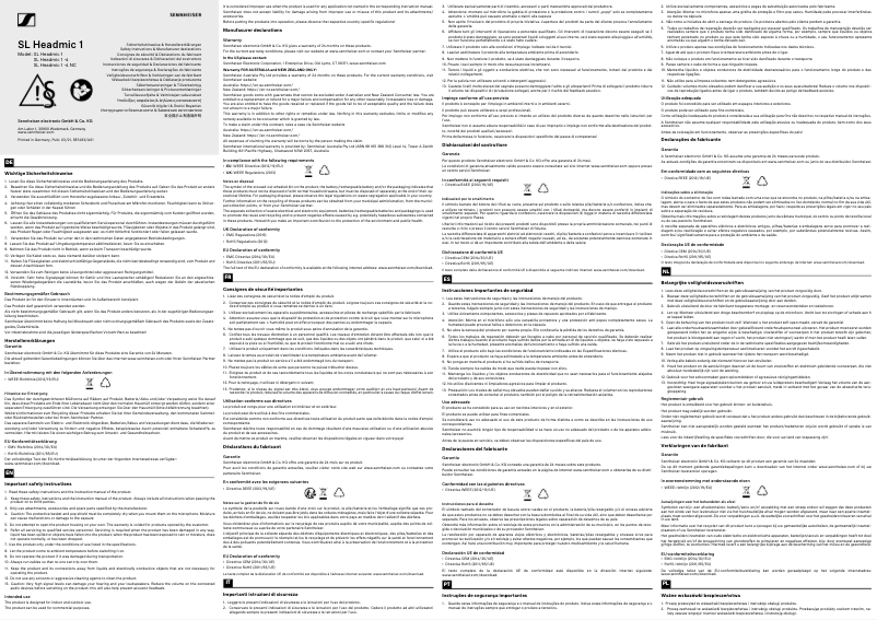 Page 1 de la notice Instructions de sécurité Sennheiser SL Headmic 1