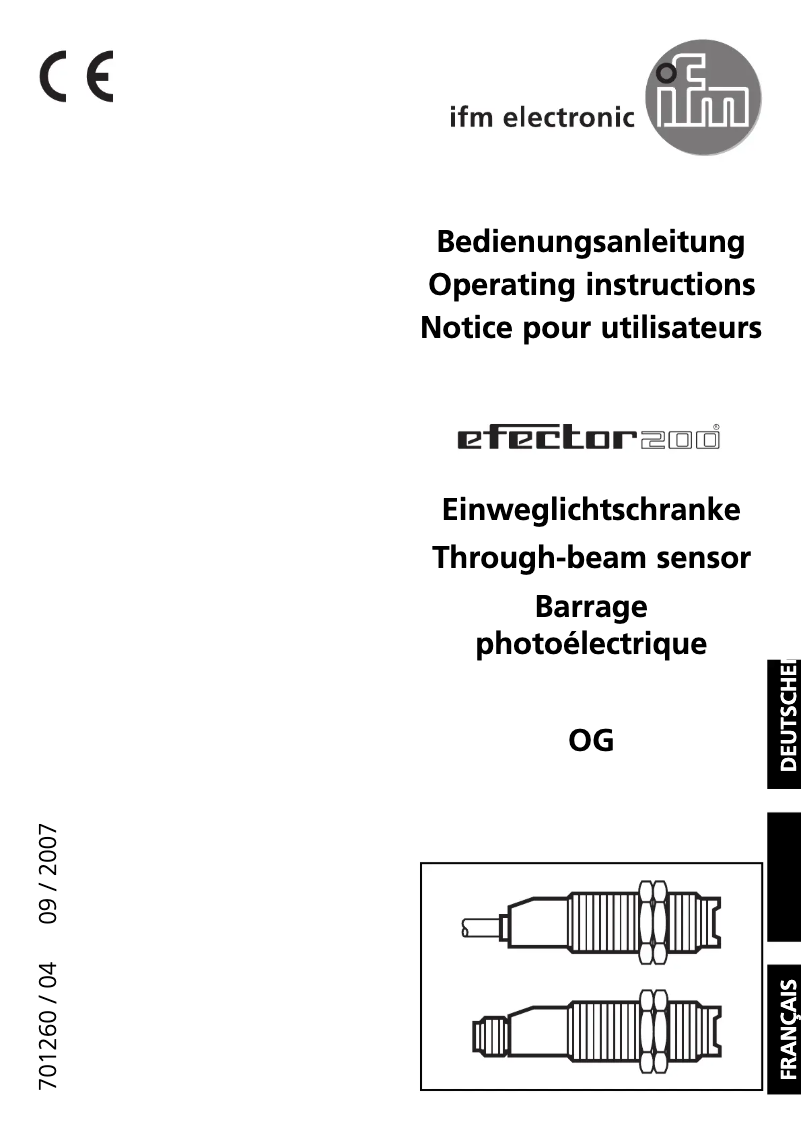 Page 1 de la notice Manuel utilisateur IFM OG0039