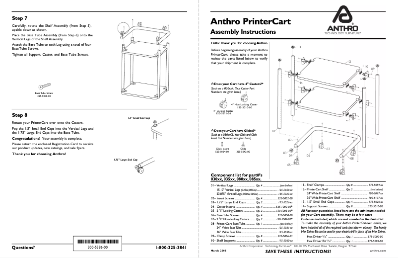 Page 1 de la notice Manuel utilisateur Anthro 030LG