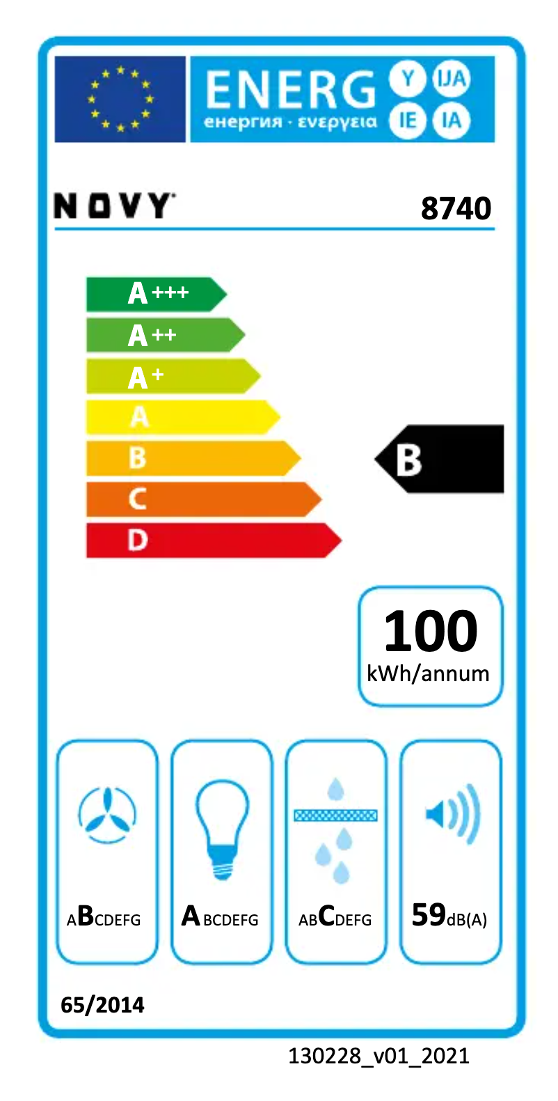 Page 1 de la notice Label énergétique Novy Fusion Pro 8740