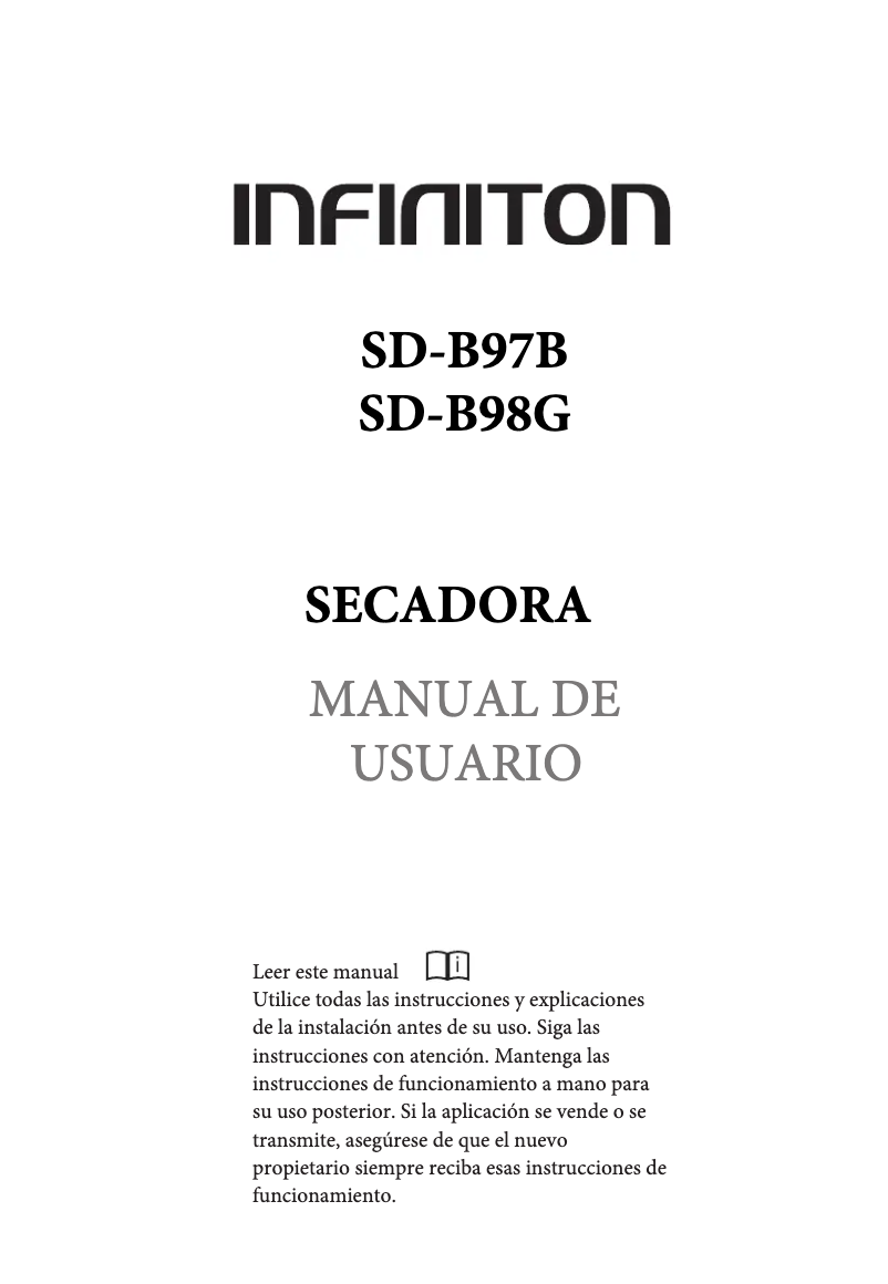 Page 1 of the manual User Manual Infiniton SD-B97B