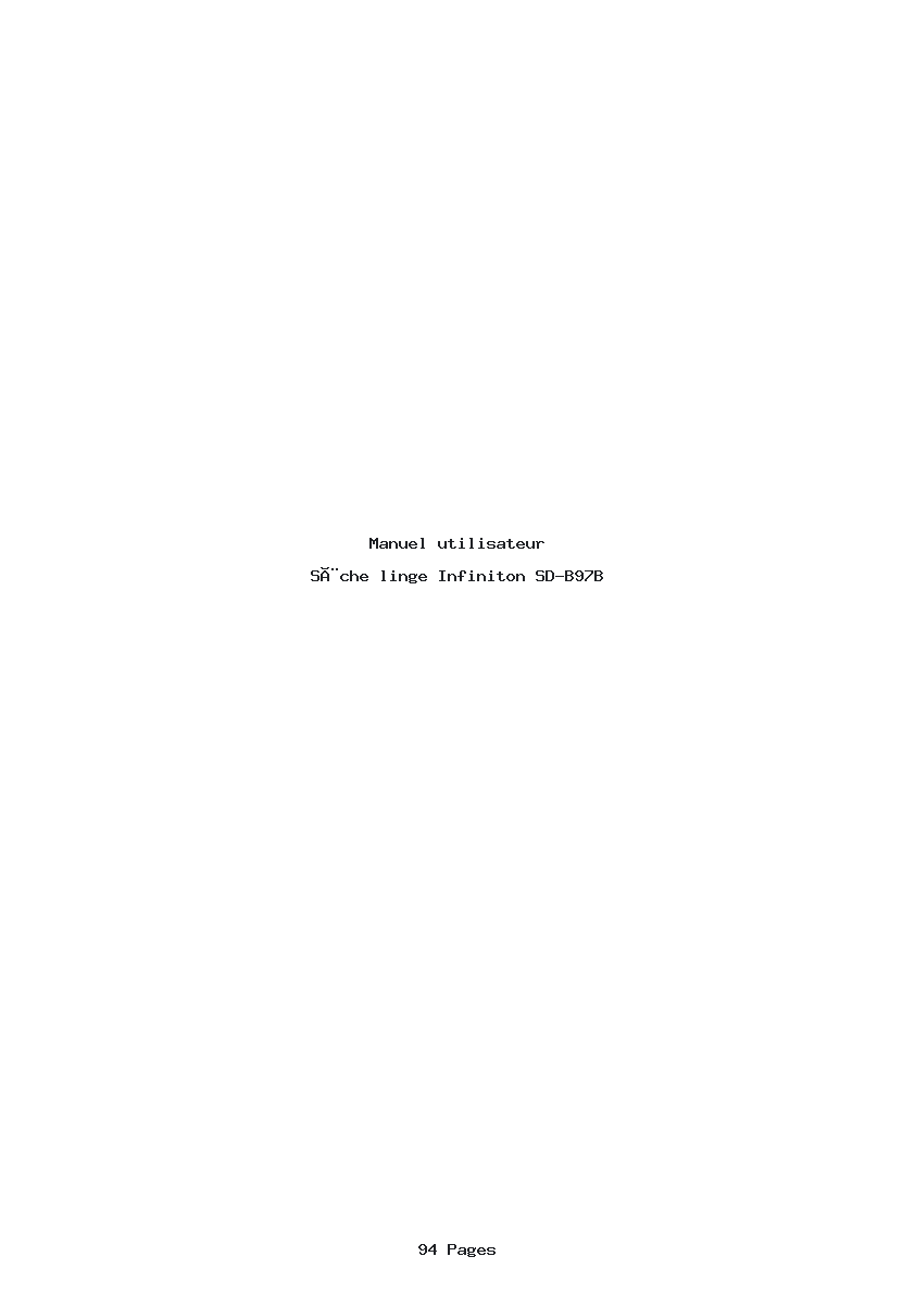 Page 1 de la notice Manuel utilisateur Infiniton SD-B97B