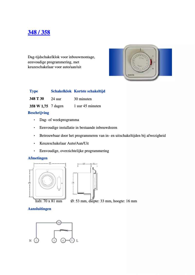 Page 1 de la notice Manuel utilisateur Suevia 348