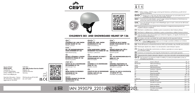 Page 1 de la notice Manuel utilisateur Crivit IAN 322423