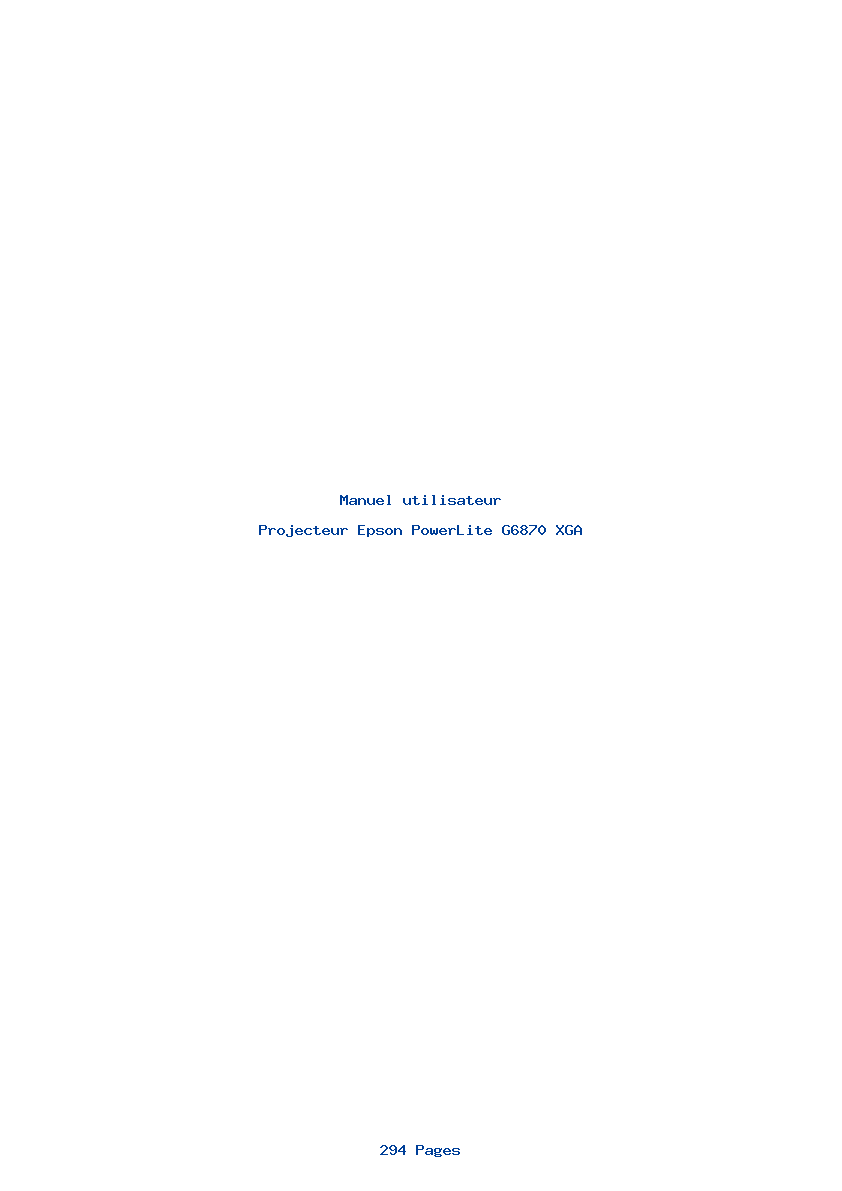 Page 1 de la notice Manuel utilisateur Epson PowerLite G6870 XGA