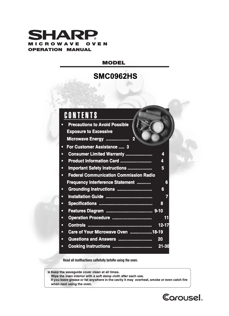 Página 1 del manual Manual de usuario Sharp SMC0962HS