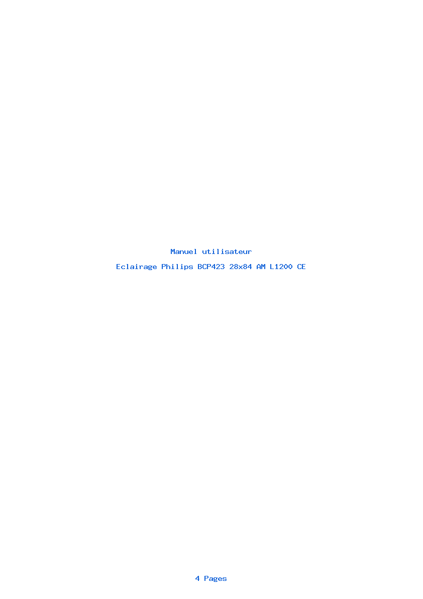 Page 1 de la notice Manuel utilisateur Philips BCP423 28x84 AM L1200 CE