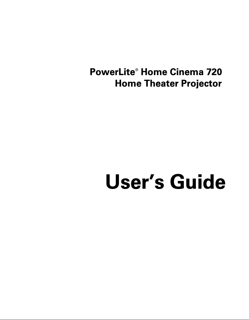 Page 1 de la notice Manuel utilisateur Epson PowerLite Home Cinema 720