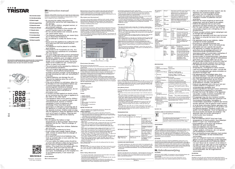 Page 1 de la notice Manuel utilisateur TriStar PD-8878