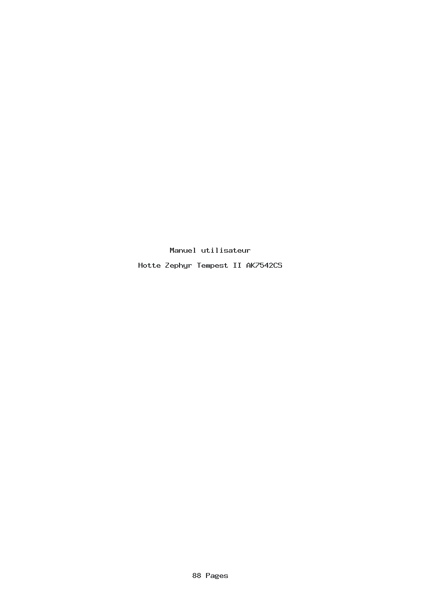 Page 1 de la notice Manuel utilisateur Zephyr Tempest II AK7542CS
