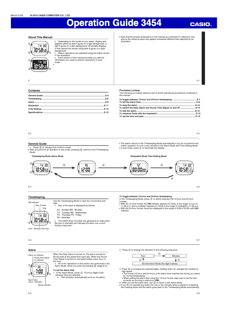 Página 1 del manual Manual de usuario Casio Collection W-217HM-7BVEF
