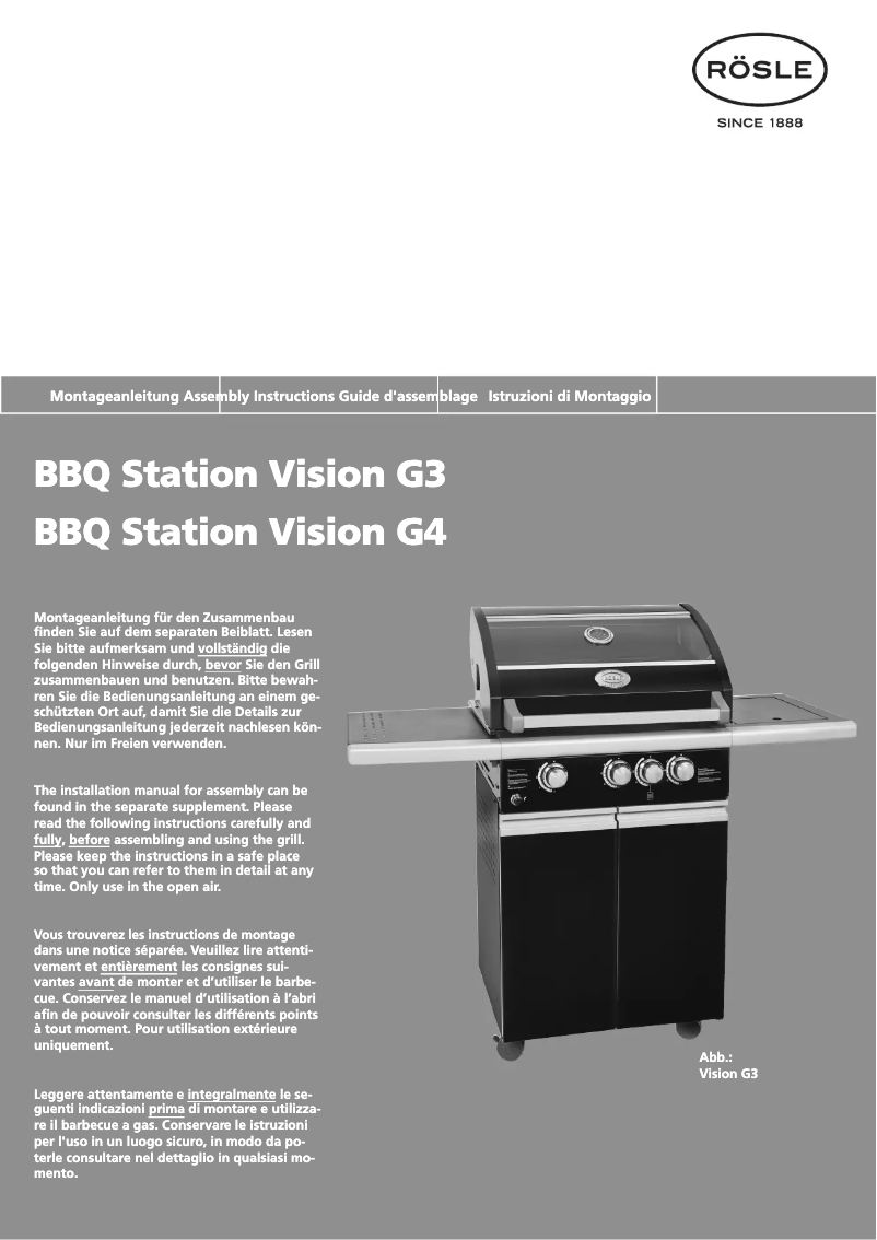 Página 1 del manual Manual de usuario Rösle BBQ Station Vision G4