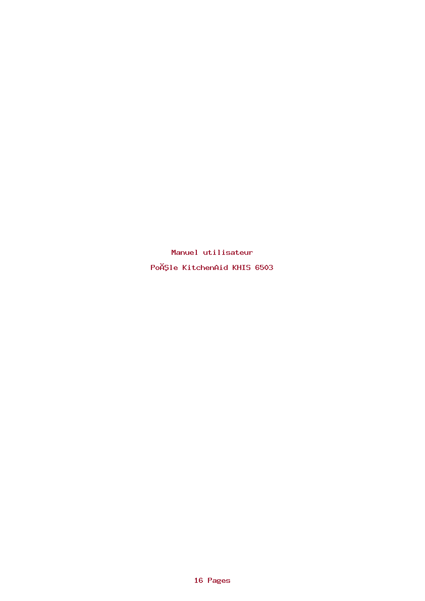 Page 1 de la notice Manuel utilisateur KitchenAid KHIS 6503
