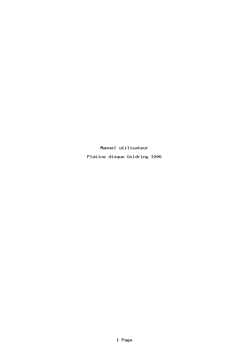 Page 1 de la notice Manuel utilisateur Goldring 1006