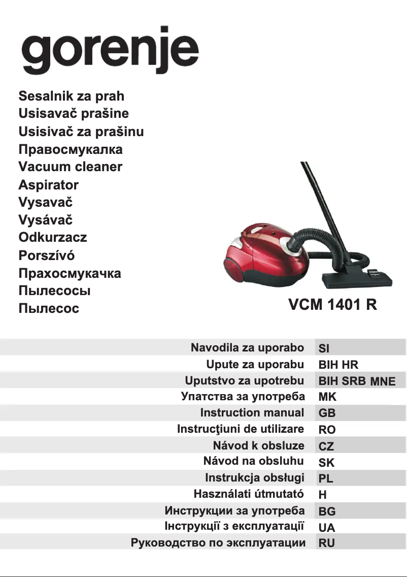 Page 1 de la notice Manuel utilisateur Gorenje VCM1401R
