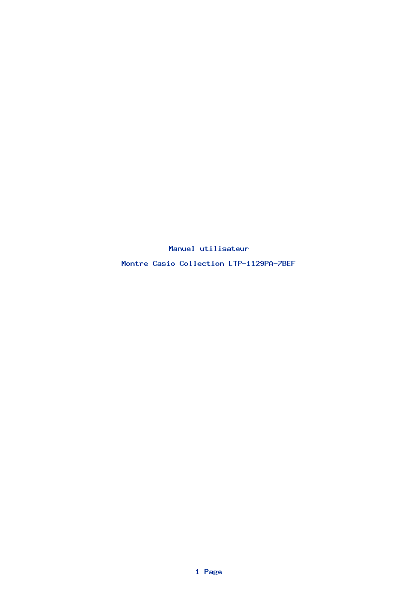 Page 1 de la notice Manuel utilisateur Casio Collection LTP-1129PA-7BEF
