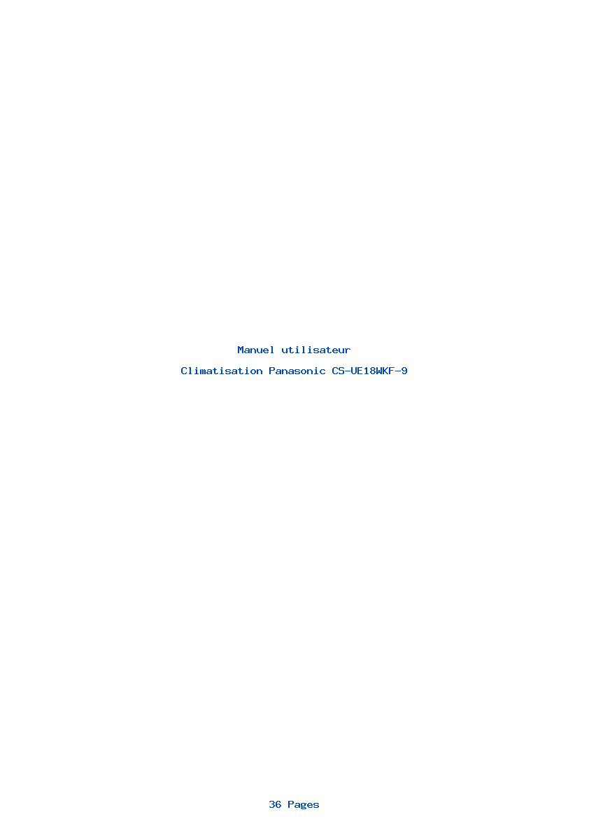 Page 1 de la notice Manuel utilisateur Panasonic CS-UE18WKF-9