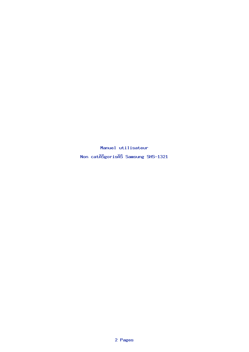 Page 1 de la notice Manuel utilisateur Samsung SHS-1321