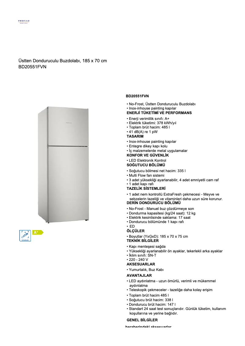 Page 1 de la notice Manuel utilisateur Profilo BD20551FVN