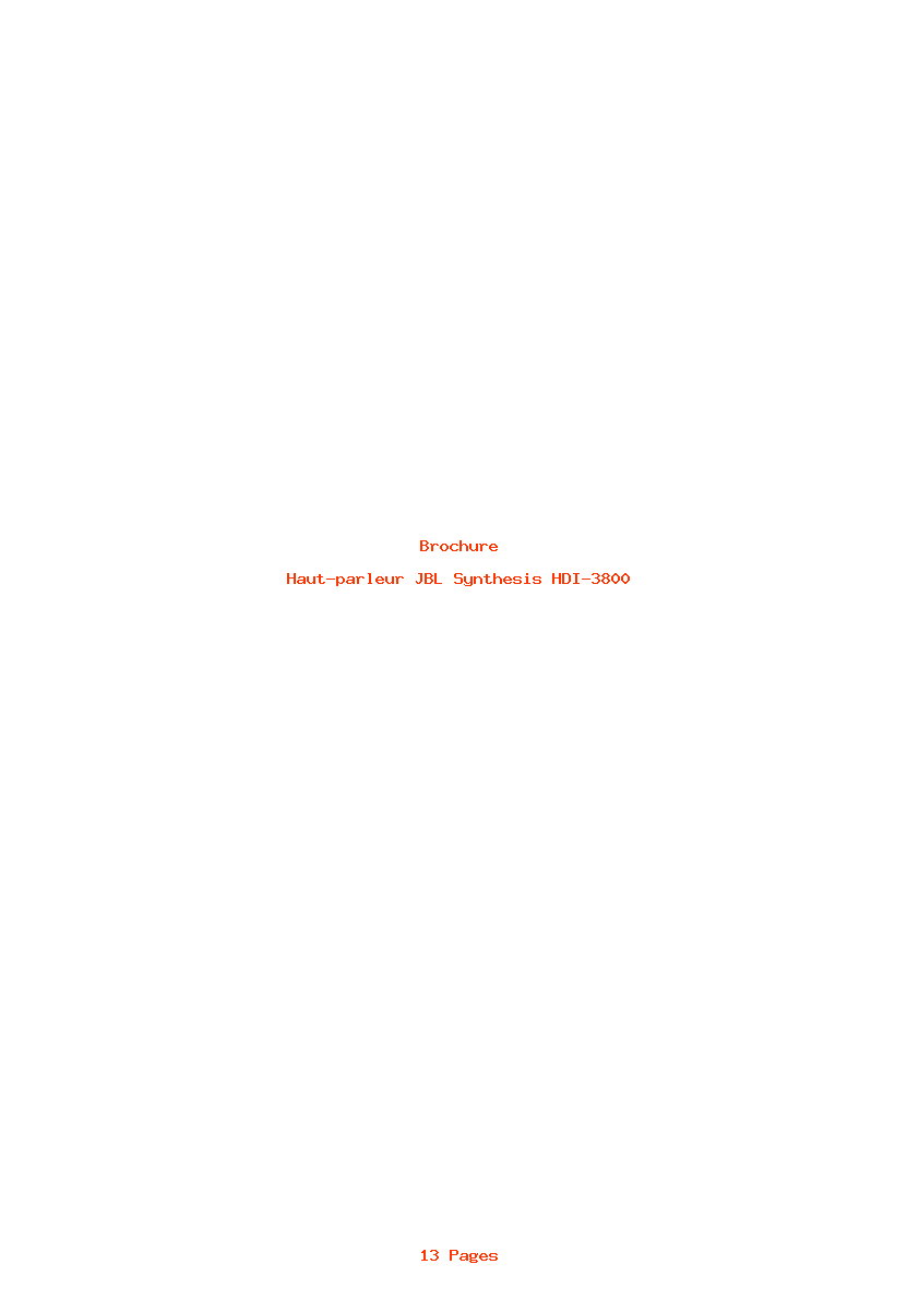 Page 1 de la notice Brochure JBL Synthesis HDI-3800