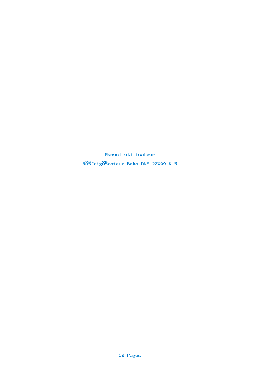 Page 1 de la notice Manuel utilisateur Beko DNE 27000 KLS